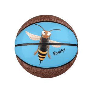 Funny angry hornet wasp cartoon illustration mini basketball