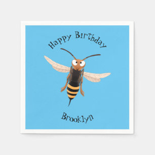Funny angry hornet wasp cartoon illustration napkin