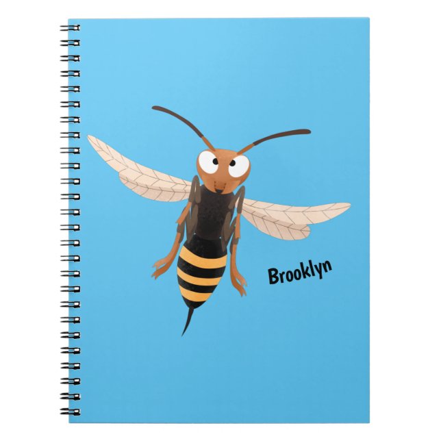 Funny angry hornet wasp cartoon illustration  notebook (Front)