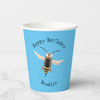 Funny angry hornet wasp cartoon illustration