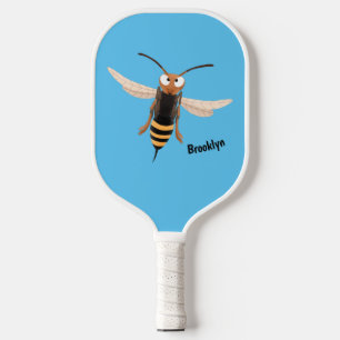 Funny angry hornet wasp cartoon illustration pickleball paddle