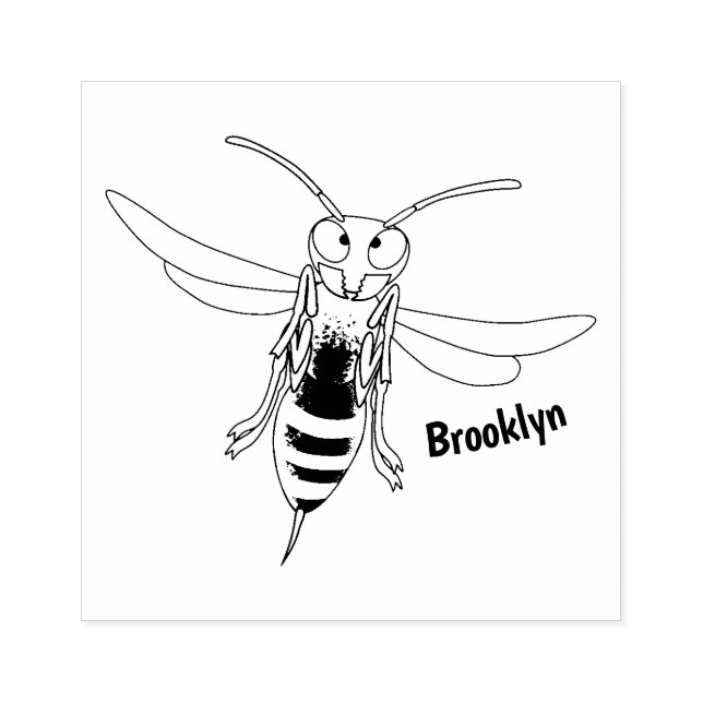Funny angry hornet wasp cartoon illustration rubber stamp (Imprint)