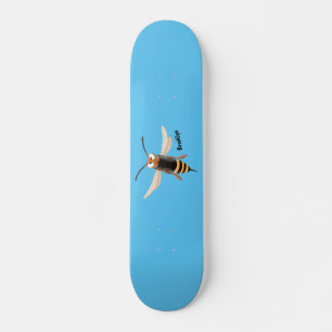 Funny angry hornet wasp cartoon illustration  skateboard
