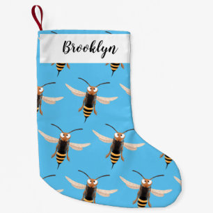 Funny angry hornet wasp cartoon illustration small christmas stocking