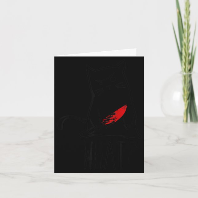 Funny Angry Murderous Black Cat What With Knife Card (Front)