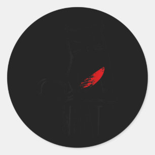 Funny Angry Murderous Black Cat What With Knife Classic Round Sticker