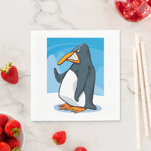 Funny Angry Penguin Cartoon Cool Waving  Napkin