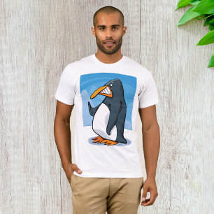 Funny Angry Penguin Cartoon Cool Waving T-Shirt