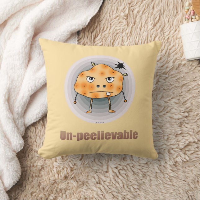 Funny Angry Potato – Un-peelievable Art Throw Pillow (Blanket)