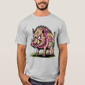 Funny Angry Wild Pig Cartoon T-Shirt