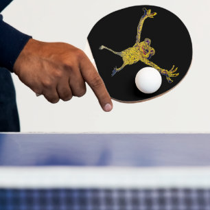 Funny Animal Art Frog exercising Ping Pong Paddle