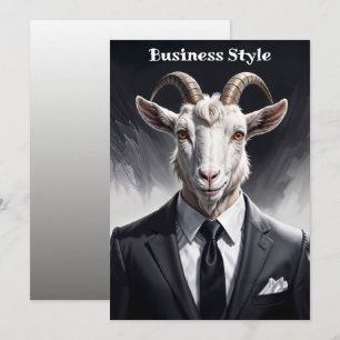 Funny animal boss surreal suited goat character save the date