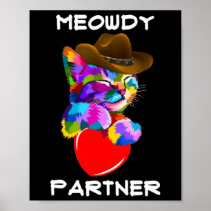 Funny Animal Cat Meowdy Partner Western Line Dance Poster