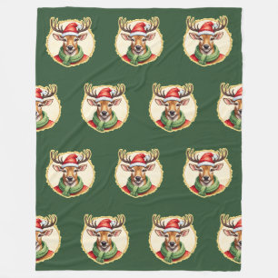 Funny Animal Christmas Favourites - Deer 2 Fleece Blanket