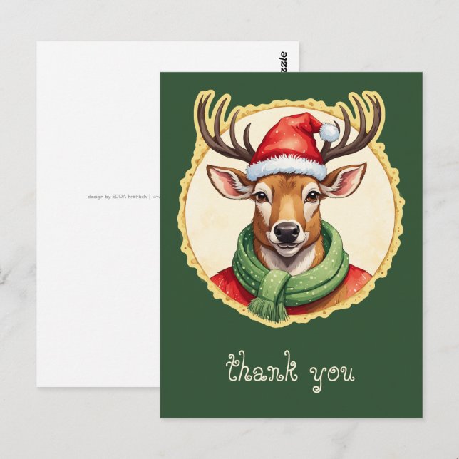 Funny Animal Christmas Favourites - Deer 2 Postcard (Front/Back)