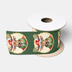 Funny Animal Christmas Favourites - Deer 2 Satin Ribbon