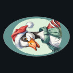 Funny Animal Christmas Favourites - Goose 3 Oval Sticker<br><div class="desc">Funny Animal Christmas design by EDDA Froehlich / EDDArt | Our animal favourites with Santa Outfit bring joy and be an idea for everyone who loves funny animals, Christmas greetings also for free spirits, xmas lovers, happy people, fans of xmas decorations. This funny animal Christmas design is eye-catching and could...</div>