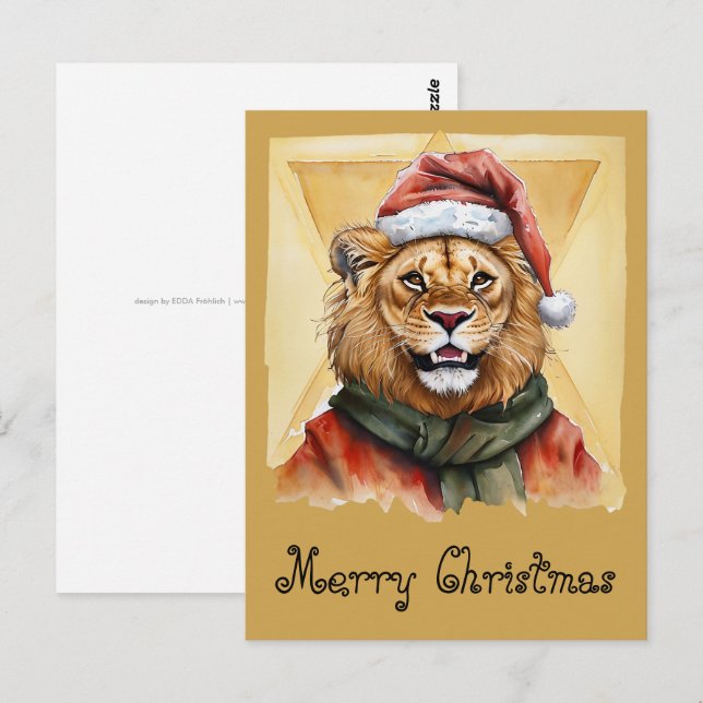 Funny Animal Christmas Favourites - Lion 1 Postcard (Front/Back)