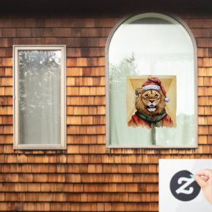 Funny Animal Christmas Favourites - Lion 1 Window Cling