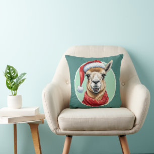 Funny Animal Christmas Favourites - Llama 1 Throw Pillow