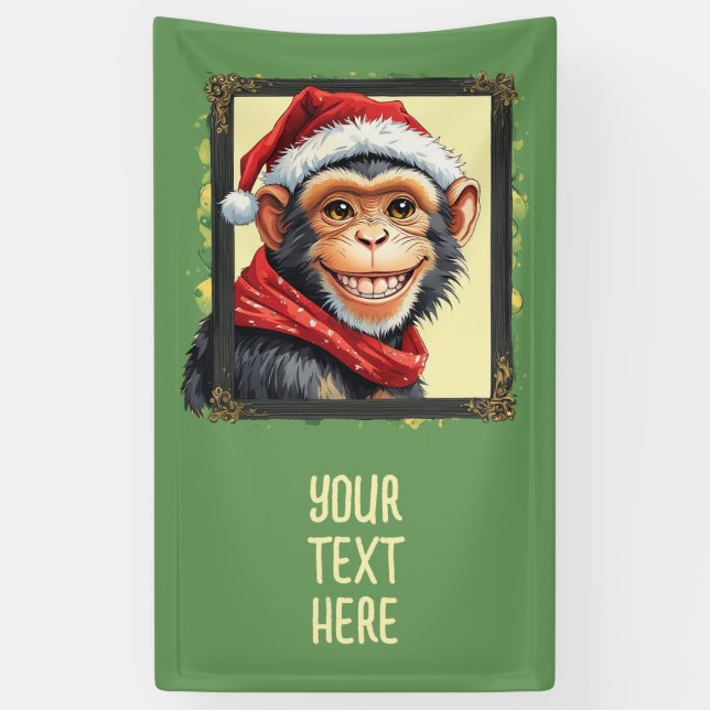 Funny Animal Christmas Favourites - Monkey 2 Banner (Vertical)