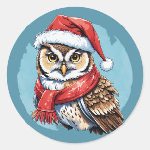 Funny Animal Christmas Favourites - Owl 1 Classic Round Sticker