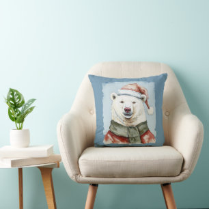 Funny Animal Christmas Favourites - Polar Bear 1 Throw Pillow