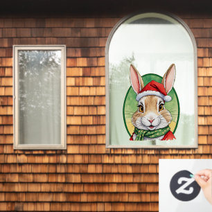 Funny Animal Christmas Favourites - Rabbit 5 Window Cling