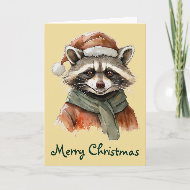 Funny Animal Christmas Favourites - Raccoon 1 Card (Front)