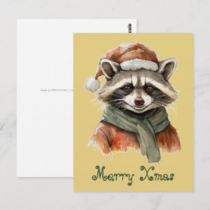 Funny Animal Christmas Favourites - Raccoon 1 Postcard