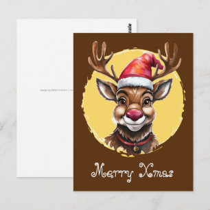 Funny Animal Christmas Favourites - Reindeer 1 Postcard