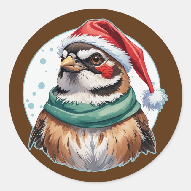 Funny Animal Christmas Favourites - Sparrow 1 Classic Round Sticker (Front)