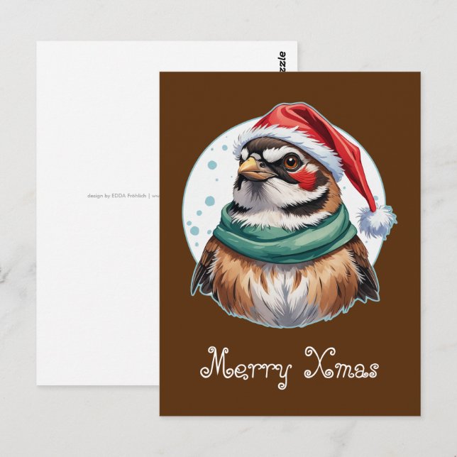 Funny Animal Christmas Favourites - Sparrow 1 Postcard (Front/Back)