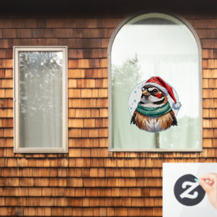 Funny Animal Christmas Favourites - Sparrow 1 Window Cling