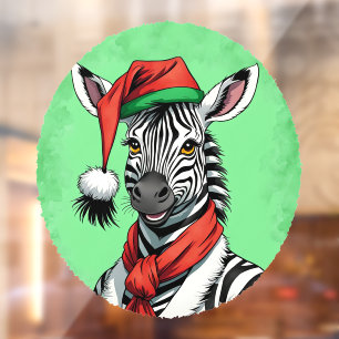 Funny Animal Christmas Favourites - Zebra 1 Window Cling