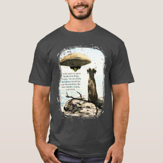 Funny animal dog alien spaceship UFO cool stick T-Shirt