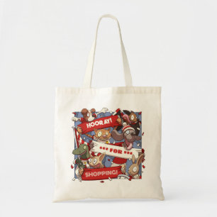 Funny Animal Fans Hooray For Shopping Dogs Cartoon Tote Bag