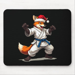 Funny Animal Fox In Karate Uniform For Christmas H Mouse Pad