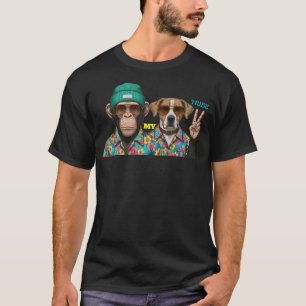 Funny Animal Friends T-Shirt   Cool Monkey Dog  