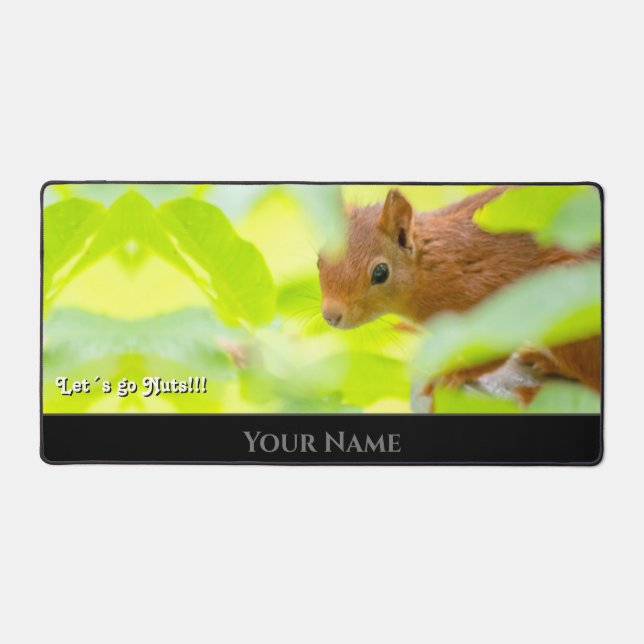 Funny animal funny squirrel let´s go nuts quote desk mat (Front)