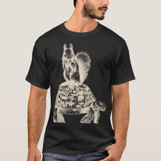Funny Animal Gift Turtle Riding Squirrel T-Shirt