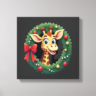 Funny Animal Giraffe Meme Face Festive Xmas T-Shir Canvas Print