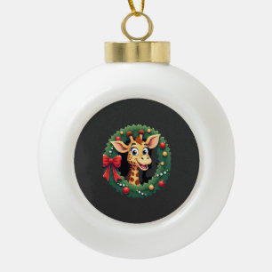 Funny Animal Giraffe Meme Face Festive Xmas T-Shir Ceramic Ball Christmas Ornament