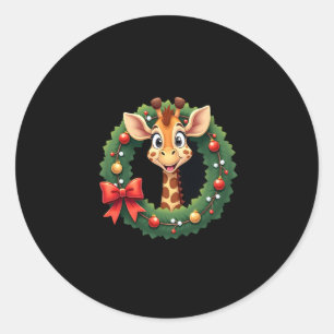 Funny Animal Giraffe Meme Face Festive Xmas T-Shir Classic Round Sticker