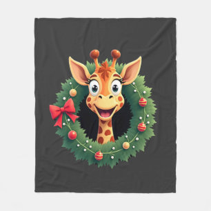 Funny Animal Giraffe Meme Face Festive Xmas T-Shir Fleece Blanket
