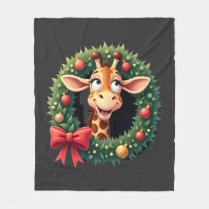 Funny Animal Giraffe Meme Face Festive Xmas T-Shir Fleece Blanket