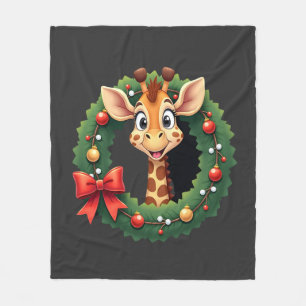Funny Animal Giraffe Meme Face Festive Xmas T-Shir Fleece Blanket