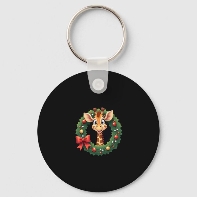 Funny Animal Giraffe Meme Face Festive Xmas T-Shir Keychain (Front)