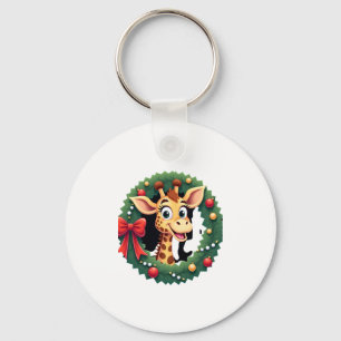 Funny Animal Giraffe Meme Face Festive Xmas T-Shir Keychain