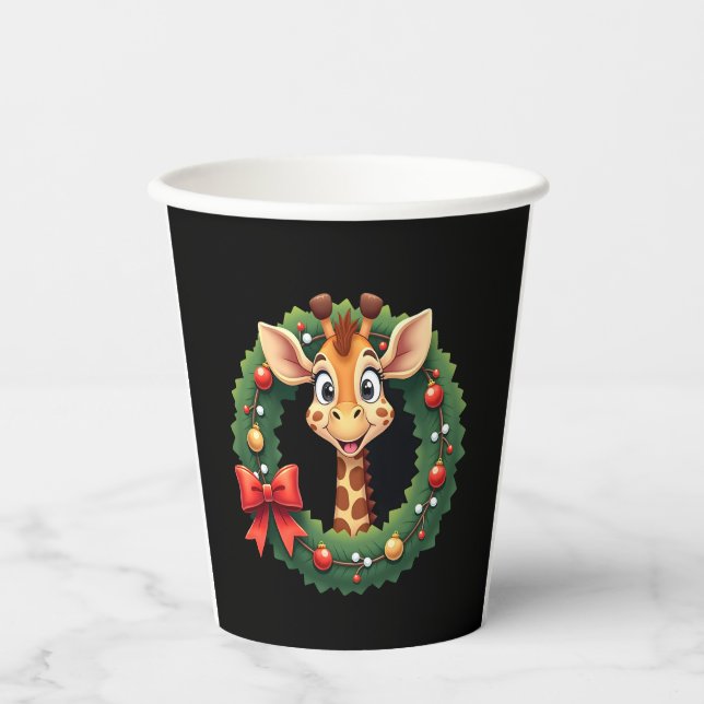 Funny Animal Giraffe Meme Face Festive Xmas T-Shir Paper Cups (Front)